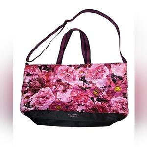 Victoria's Secret Pink and Black Floral Tote